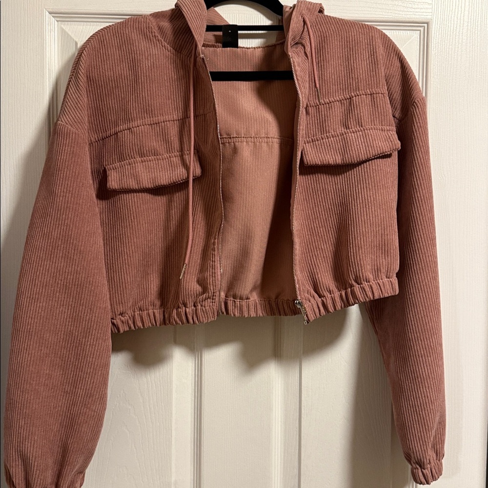 SHEIN Mauve cropped Corduroy Jacket. Size medium